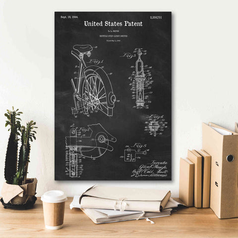 Image of 'Bicycle Stop-light Switch Blueprint Patent Chalkboard,' Canvas Wall Art,18 x 26