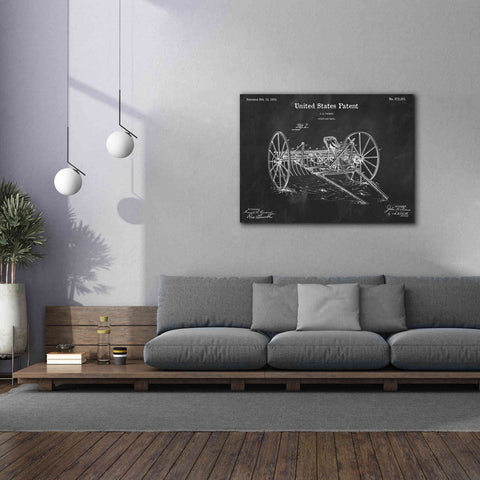 Image of 'Horse Drawn Hay Rake Blueprint Patent Chalkboard,' Canvas Wall Art,54 x 40