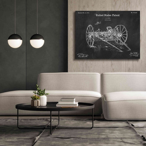 Image of 'Horse Drawn Hay Rake Blueprint Patent Chalkboard,' Canvas Wall Art,54 x 40