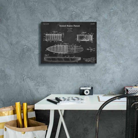 Image of 'Surfboard Blueprint Patent Chalkboard,' Canvas Wall Art,16 x 12
