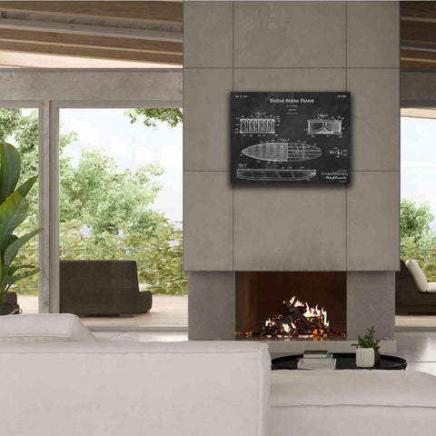 Image of 'Surfboard Blueprint Patent Chalkboard,' Canvas Wall Art,34 x 26