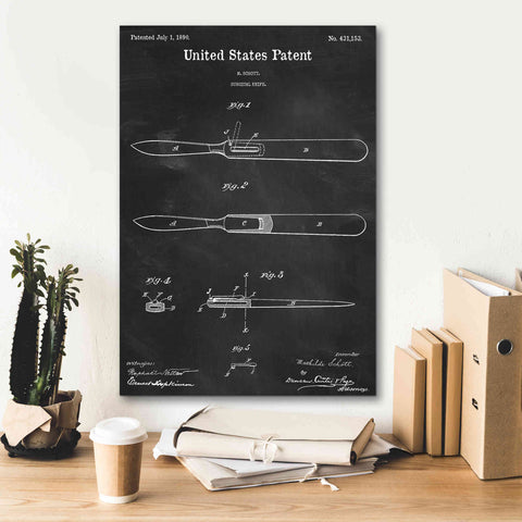 Image of 'Surgical Knife Blueprint Patent Chalkboard,' Canvas Wall Art,18 x 26