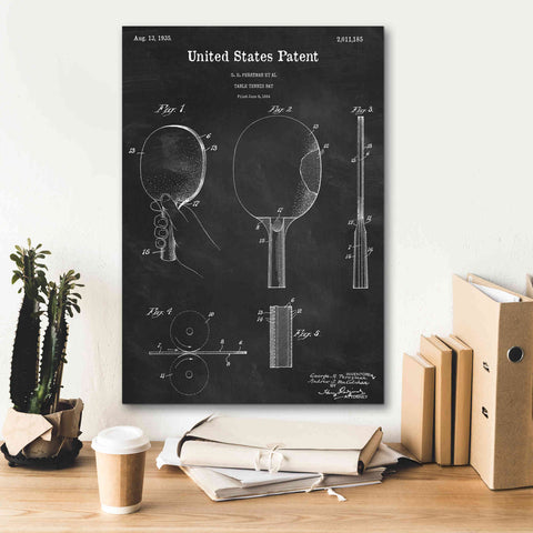 Image of 'Table Tennis Paddle Blueprint Patent Chalkboard,' Canvas Wall Art,18 x 26