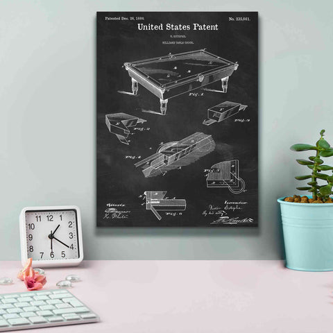 Image of 'Pool Table Blueprint Patent Chalkboard,' Canvas Wall Art,12 x 16