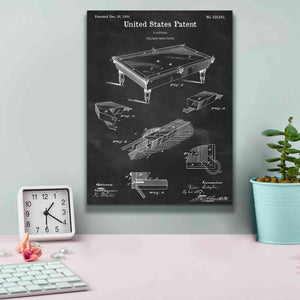 'Pool Table Blueprint Patent Chalkboard,' Canvas Wall Art,12 x 16