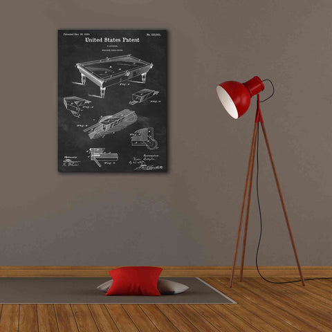 Image of 'Pool Table Blueprint Patent Chalkboard,' Canvas Wall Art,26 x 34