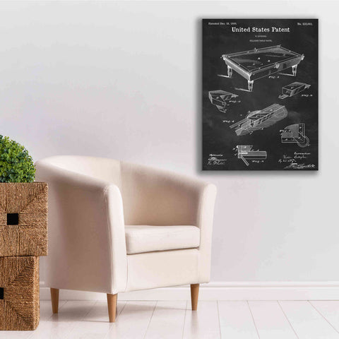 Image of 'Pool Table Blueprint Patent Chalkboard,' Canvas Wall Art,26 x 34