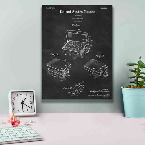Image of 'Pharmacy Tablet Container Blueprint Patent Chalkboard,' Canvas Wall Art,12 x 16