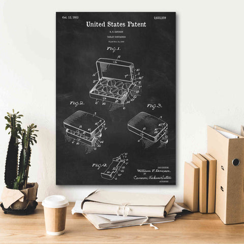 Image of 'Pharmacy Tablet Container Blueprint Patent Chalkboard,' Canvas Wall Art,18 x 26