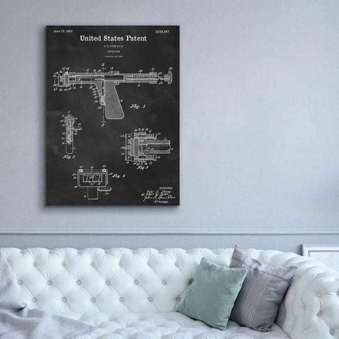 Image of 'Tattoo Gun Blueprint Patent Chalkboard,' Canvas Wall Art,40 x 54