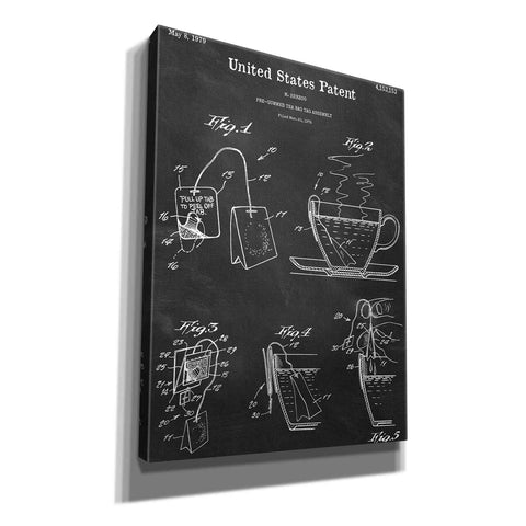 Image of 'Tea Bag Blueprint Patent Chalkboard,' Canvas Wall Art,12x16x1.1x0,18x26x1.1x0,26x34x1.74x0,40x54x1.74x0