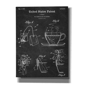 'Tea Bag Blueprint Patent Chalkboard,' Canvas Wall Art,12x16x1.1x0,18x26x1.1x0,26x34x1.74x0,40x54x1.74x0