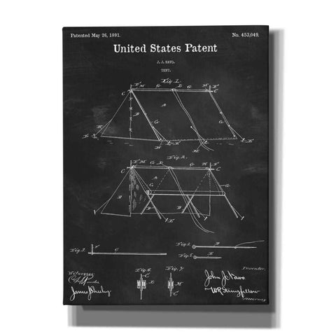 Image of 'Tent Blueprint Patent Chalkboard,' Canvas Wall Art,12x16x1.1x0,18x26x1.1x0,26x34x1.74x0,40x54x1.74x0