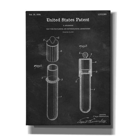 Image of 'Test Tube Blueprint Patent Chalkboard,' Canvas Wall Art,12x16x1.1x0,18x26x1.1x0,26x34x1.74x0,40x54x1.74x0