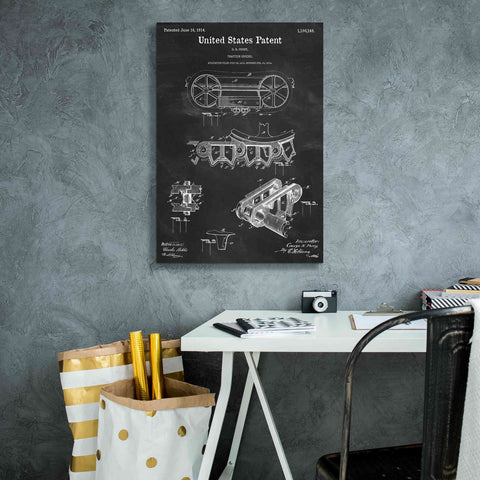 Image of 'Traction Engine Blueprint Patent Chalkboard,' Canvas Wall Art,18 x 26