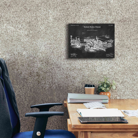 Image of 'Traveling Thrasher Blueprint Patent Chalkboard,' Canvas Wall Art,16 x 12