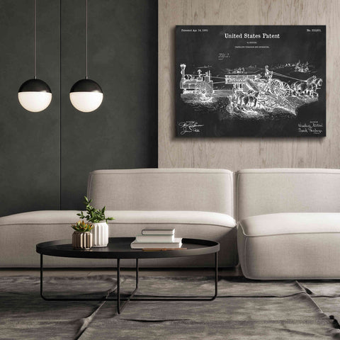 Image of 'Traveling Thrasher Blueprint Patent Chalkboard,' Canvas Wall Art,54 x 40