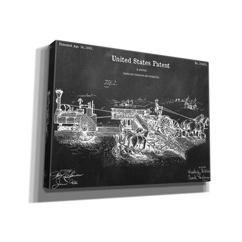 Image of 'Traveling Thrasher Blueprint Patent Chalkboard,' Canvas Wall Art,16x12x1.1x0,26x18x1.1x0,34x26x1.74x0,54x40x1.74x0