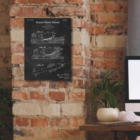 Image of 'Truck Trailer Transit Mixer Blueprint Patent Chalkboard,' Canvas Wall Art,12 x 16