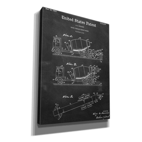Image of 'Truck Trailer Transit Mixer Blueprint Patent Chalkboard,' Canvas Wall Art,12x16x1.1x0,18x26x1.1x0,26x34x1.74x0,40x54x1.74x0