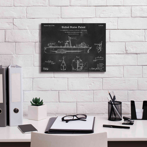 Image of 'Non-Sinkable Vessel Blueprint Patent Chalkboard,' Canvas Wall Art,16 x 12