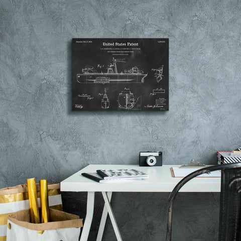 Image of 'Non-Sinkable Vessel Blueprint Patent Chalkboard,' Canvas Wall Art,16 x 12
