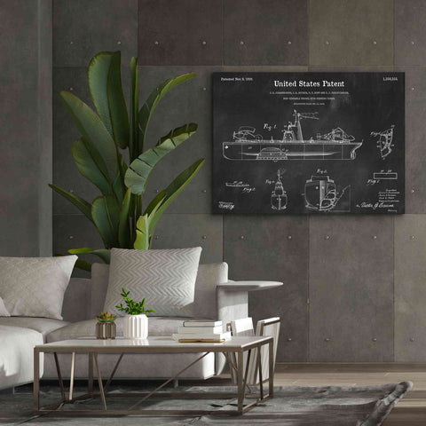 Image of 'Non-Sinkable Vessel Blueprint Patent Chalkboard,' Canvas Wall Art,54 x 40
