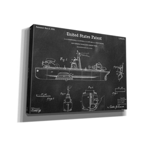 Image of 'Non-Sinkable Vessel Blueprint Patent Chalkboard,' Canvas Wall Art,16x12x1.1x0,26x18x1.1x0,34x26x1.74x0,54x40x1.74x0
