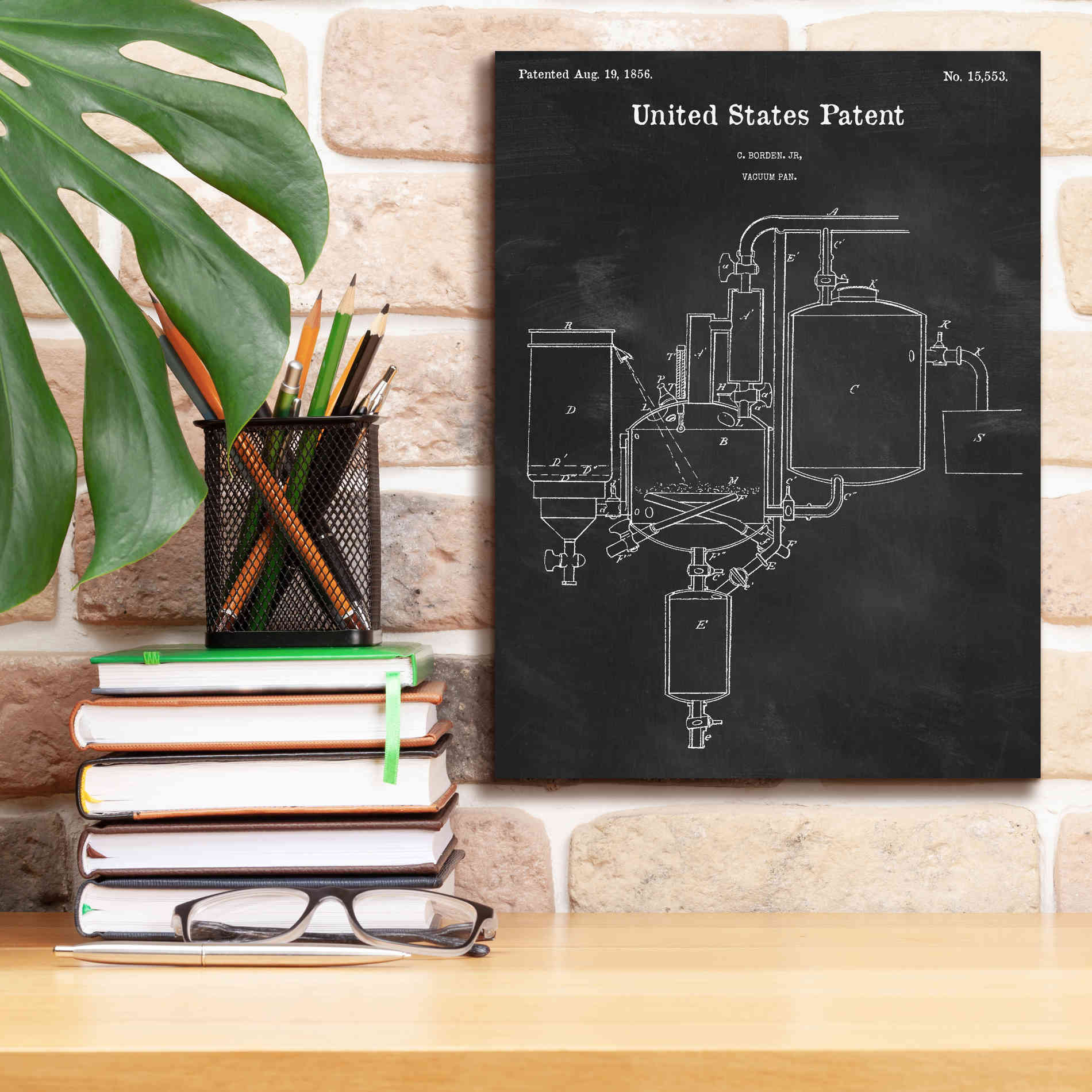 'Vacuum Pan Blueprint Patent Chalkboard,' Canvas Wall Art,12 x 16