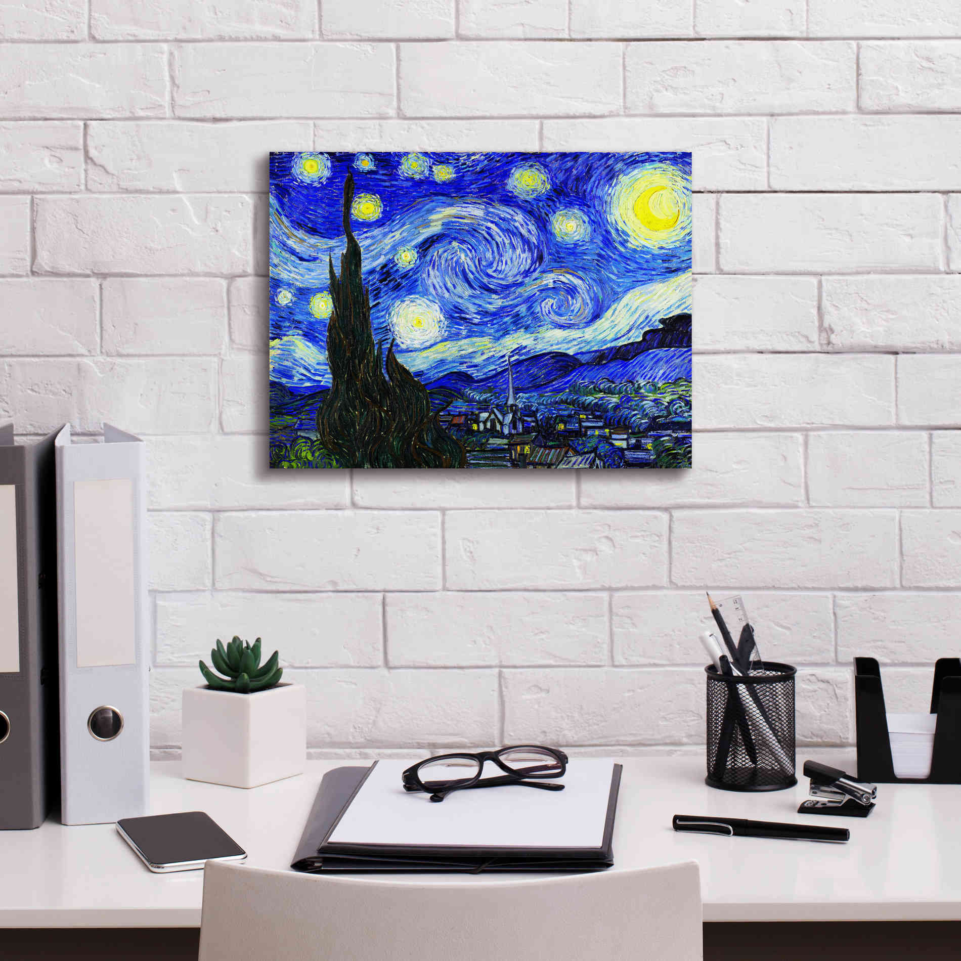 'The Starry Night' by Vincent van Gogh, Canvas Wall Art,16 x 12