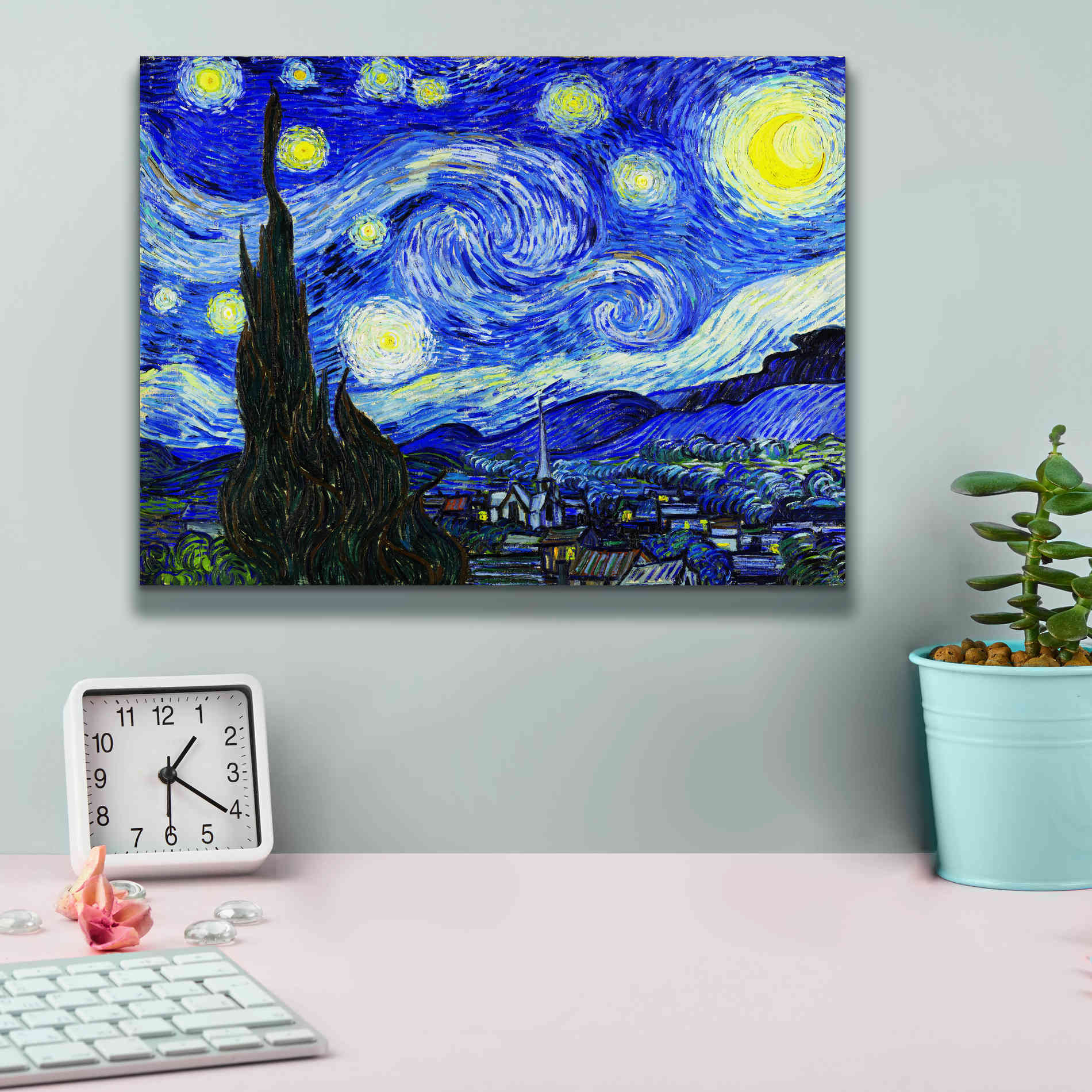 'The Starry Night' by Vincent van Gogh, Canvas Wall Art,16 x 12