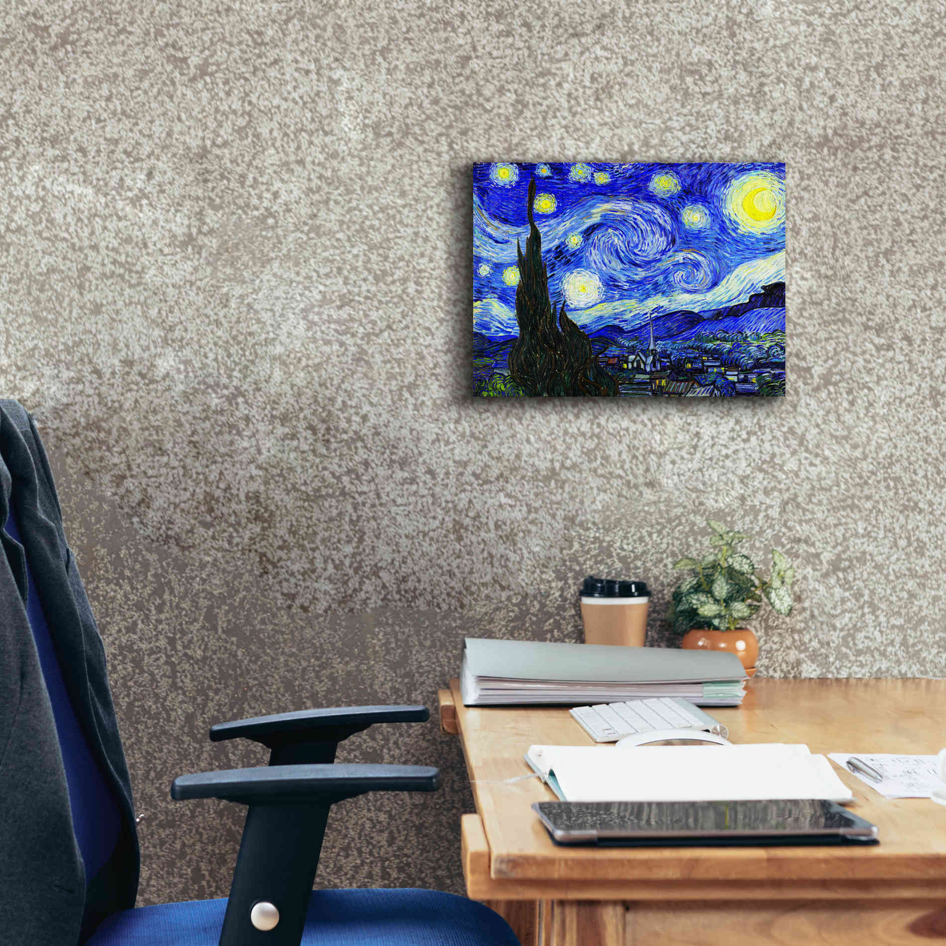 'The Starry Night' by Vincent van Gogh, Canvas Wall Art,16 x 12