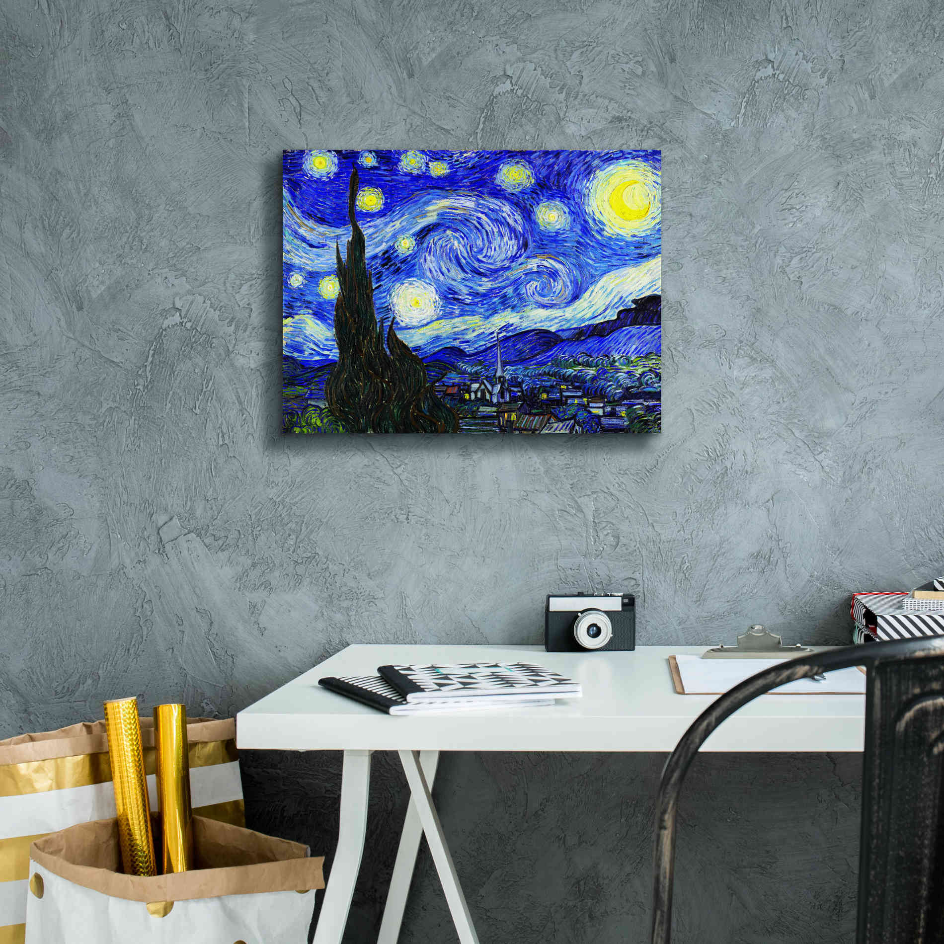 'The Starry Night' by Vincent van Gogh, Canvas Wall Art,16 x 12