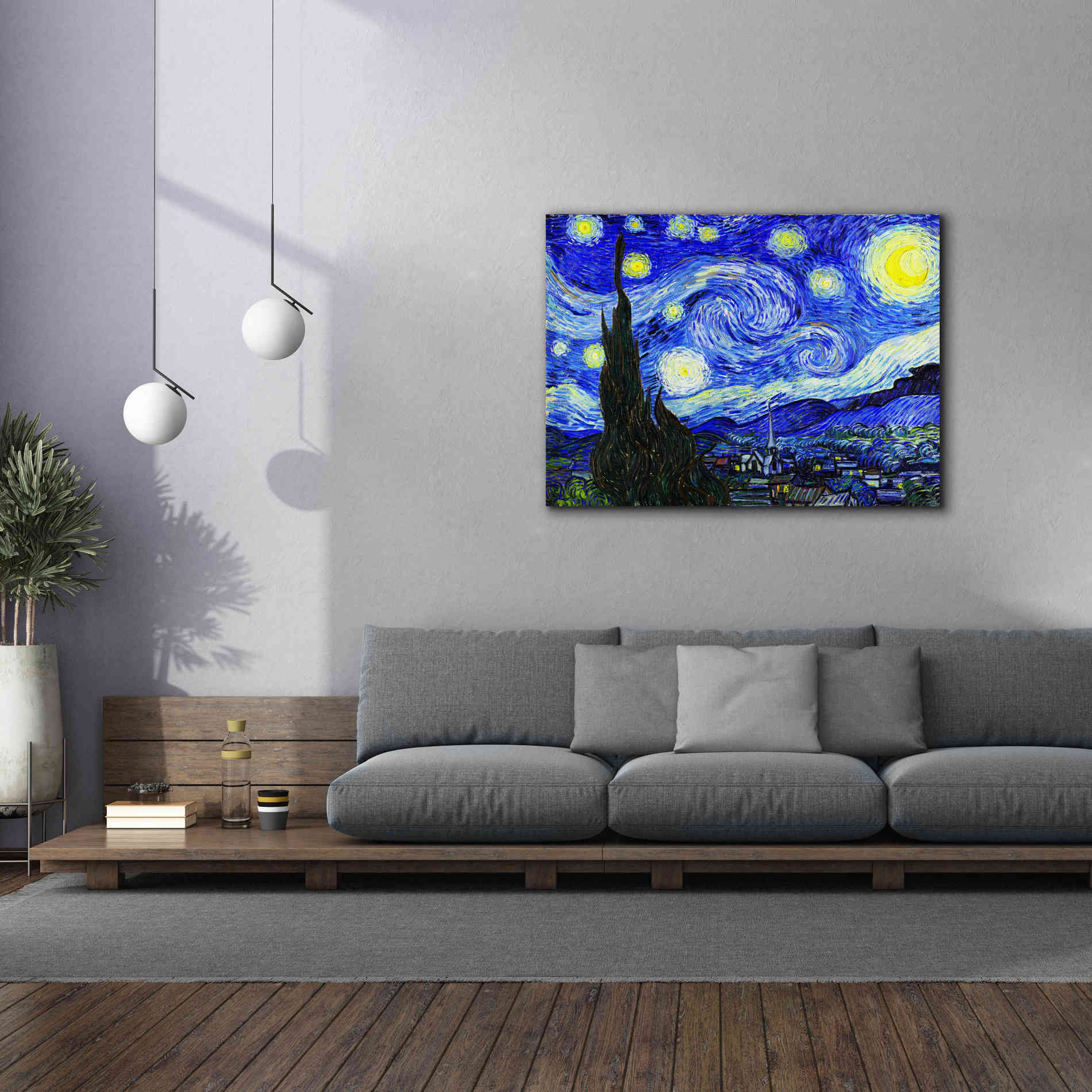 'The Starry Night' by Vincent van Gogh, Canvas Wall Art,54 x 40