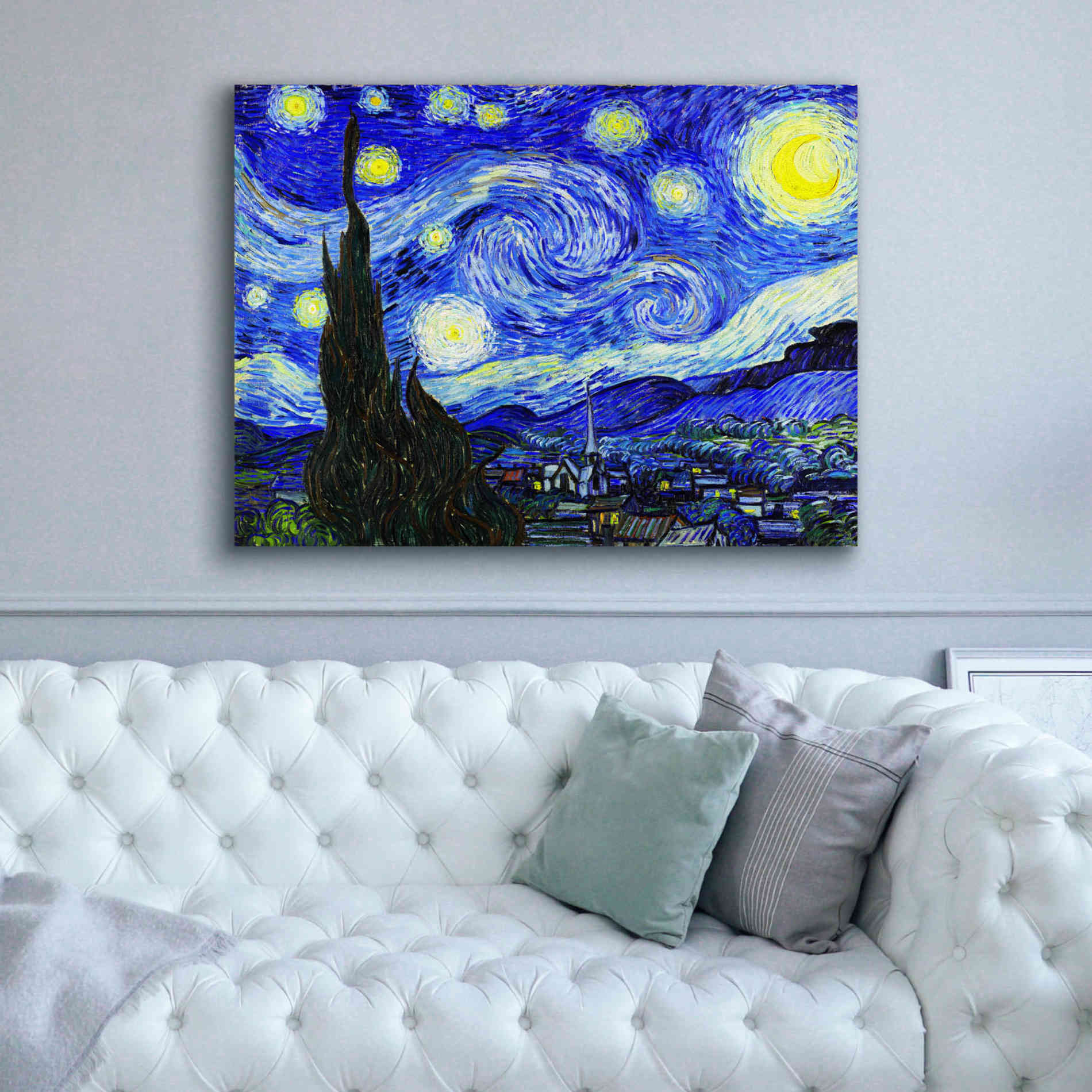 'The Starry Night' by Vincent van Gogh, Canvas Wall Art,54 x 40