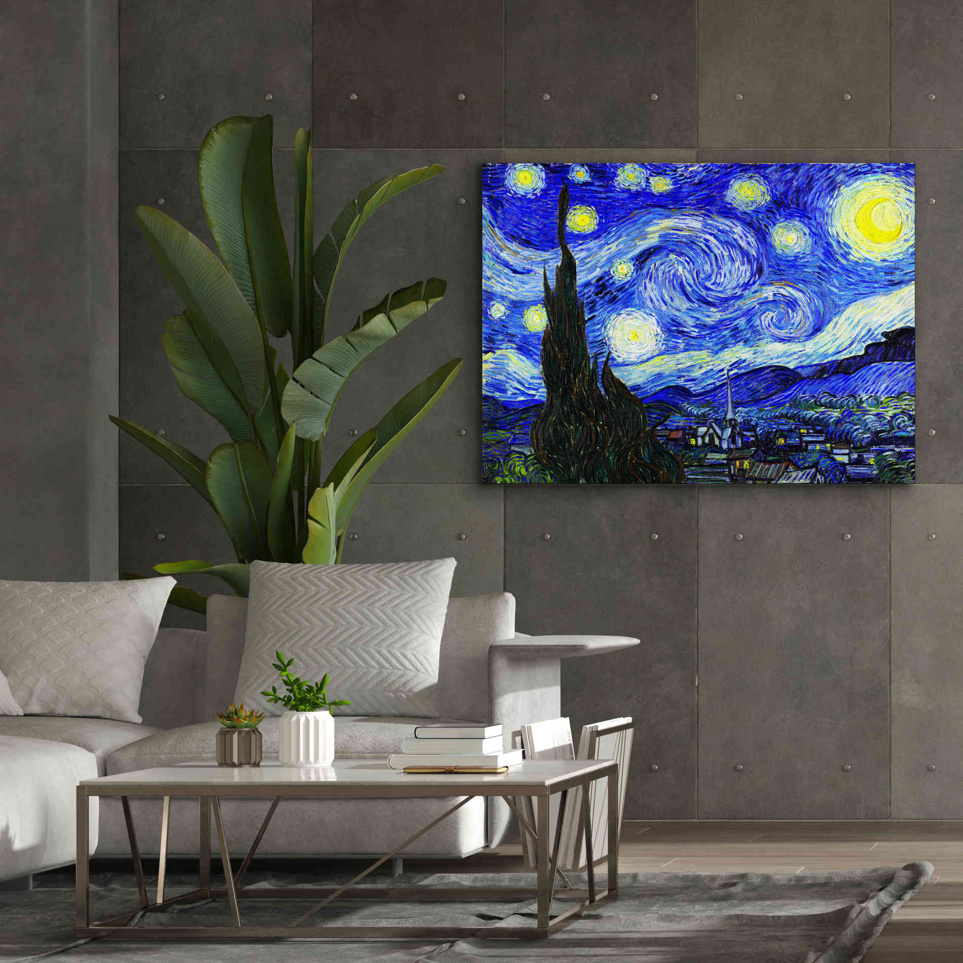 'The Starry Night' by Vincent van Gogh, Canvas Wall Art,54 x 40