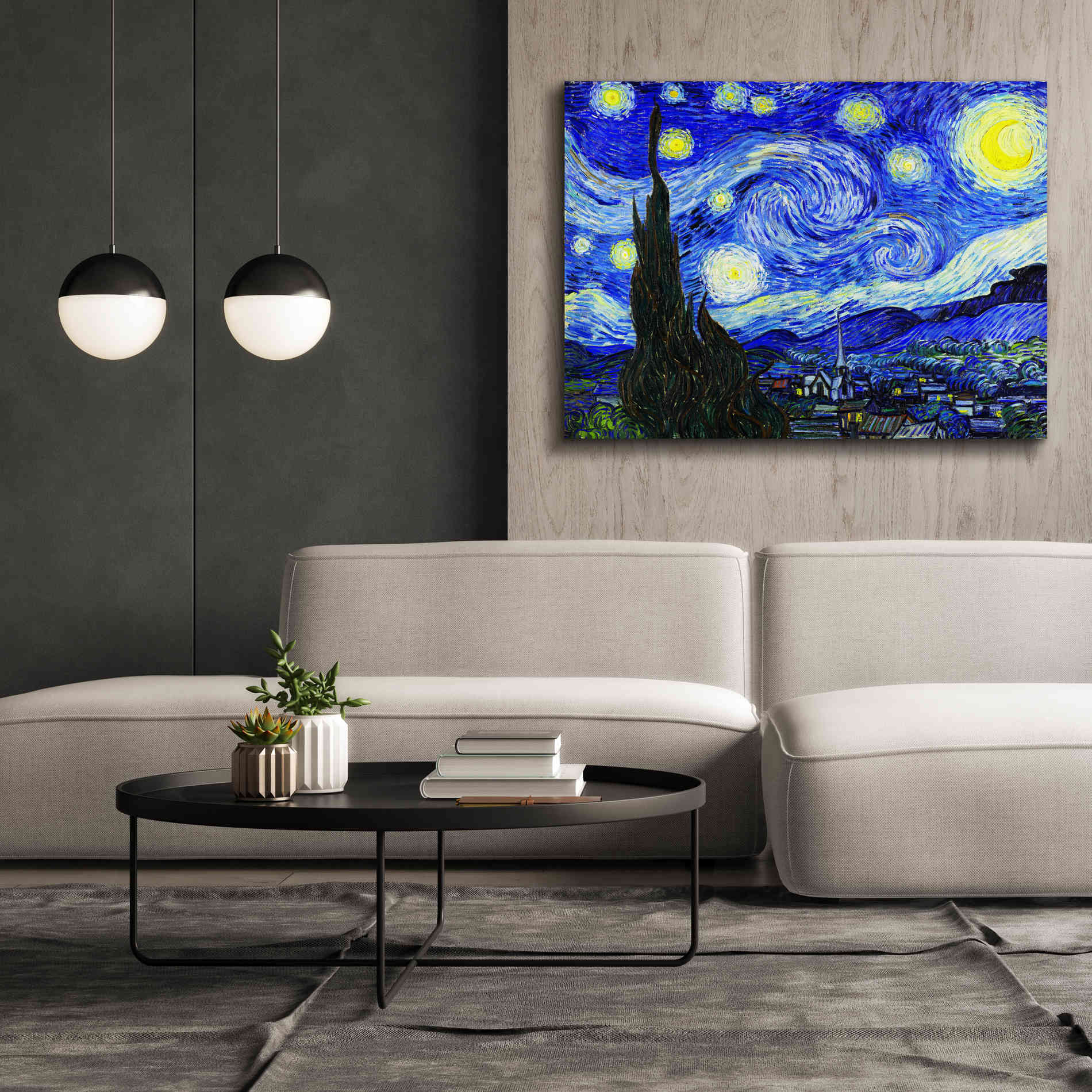 'The Starry Night' by Vincent van Gogh, Canvas Wall Art,54 x 40