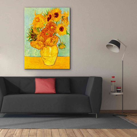 Image of 'Still Life: Vase with Twelve Sunflowers' by Vincent van Gogh, Canvas Wall Art,40 x 54