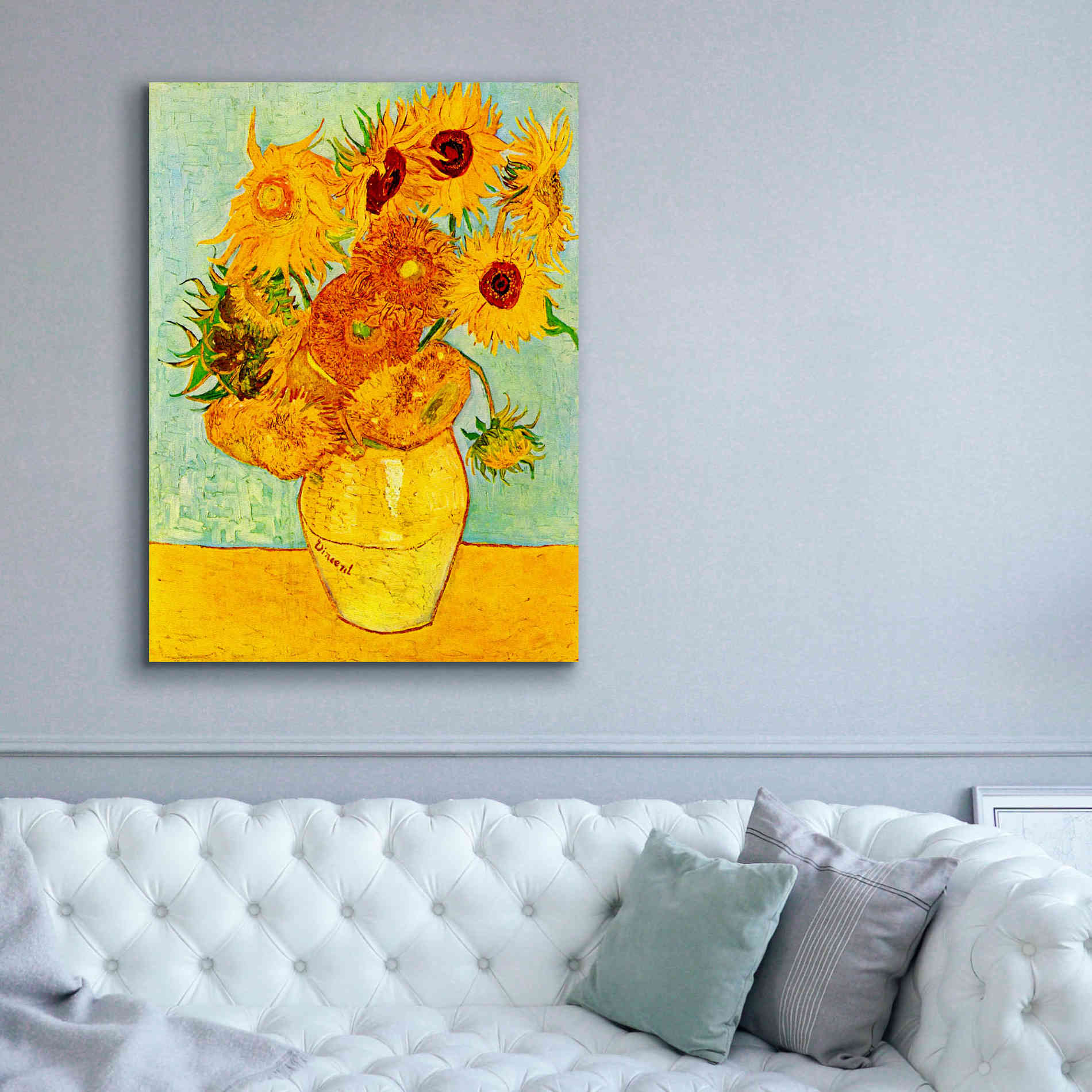 'Still Life: Vase with Twelve Sunflowers' by Vincent van Gogh, Canvas Wall Art,40 x 54