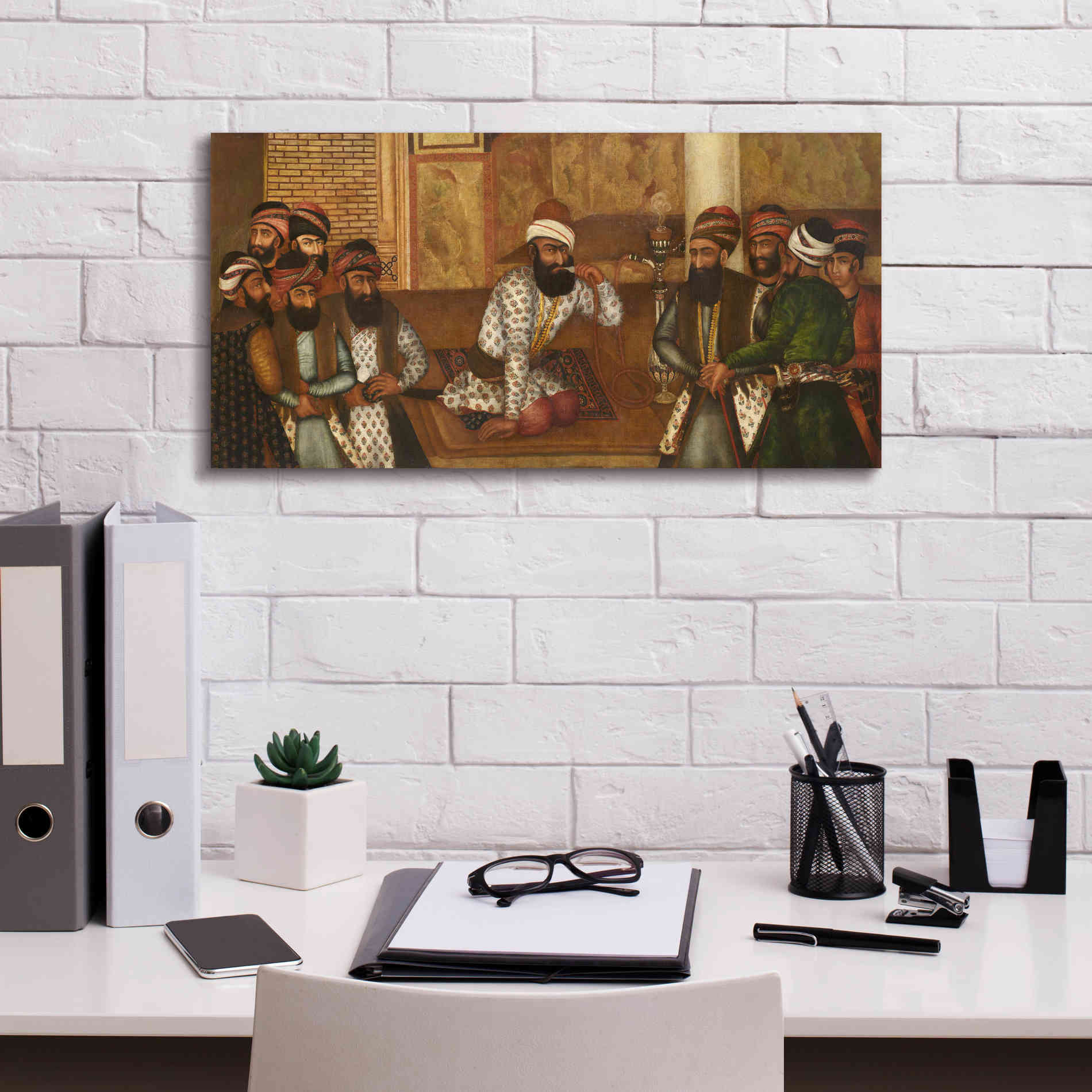 'The Royal Court of Karim Khan' by Mohammad Sadiq, Canvas Wall Art,24x12