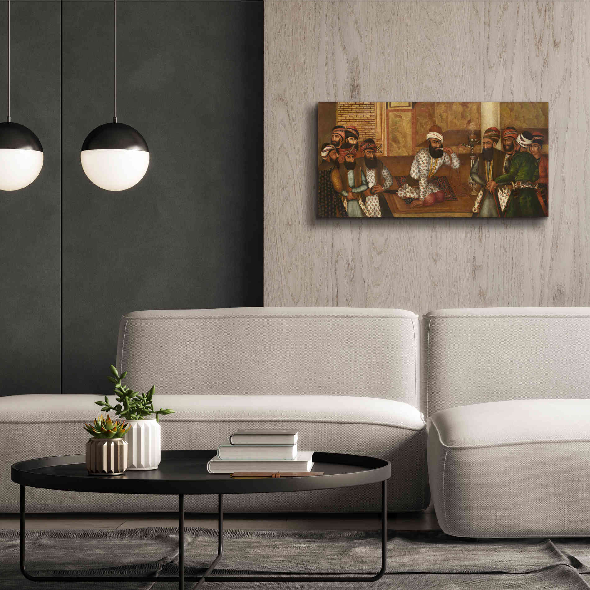 'The Royal Court of Karim Khan' by Mohammad Sadiq, Canvas Wall Art,40x20