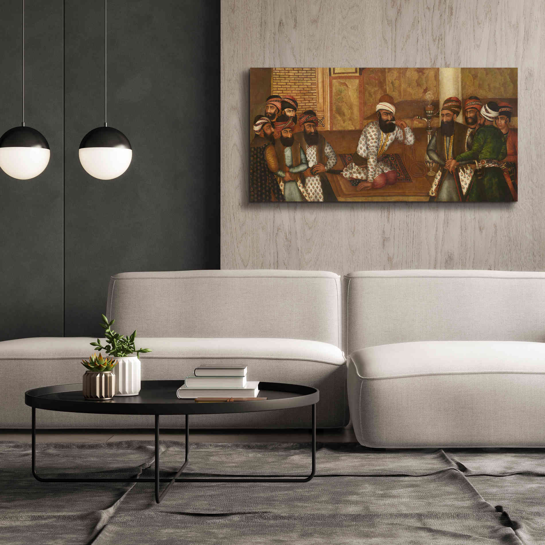 'The Royal Court of Karim Khan' by Mohammad Sadiq, Canvas Wall Art,60x30