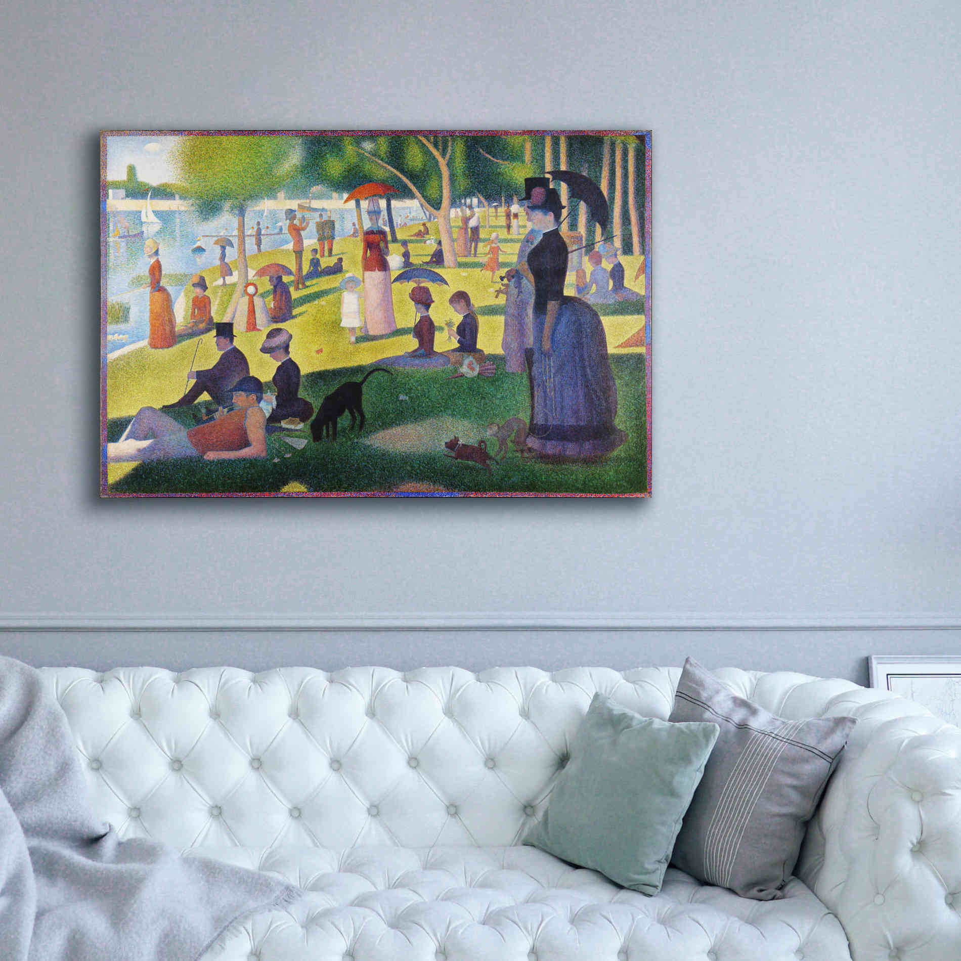 'A Sunday on La Grande Jatte' by Georges Seurat, Canvas Wall Art,60 x 40