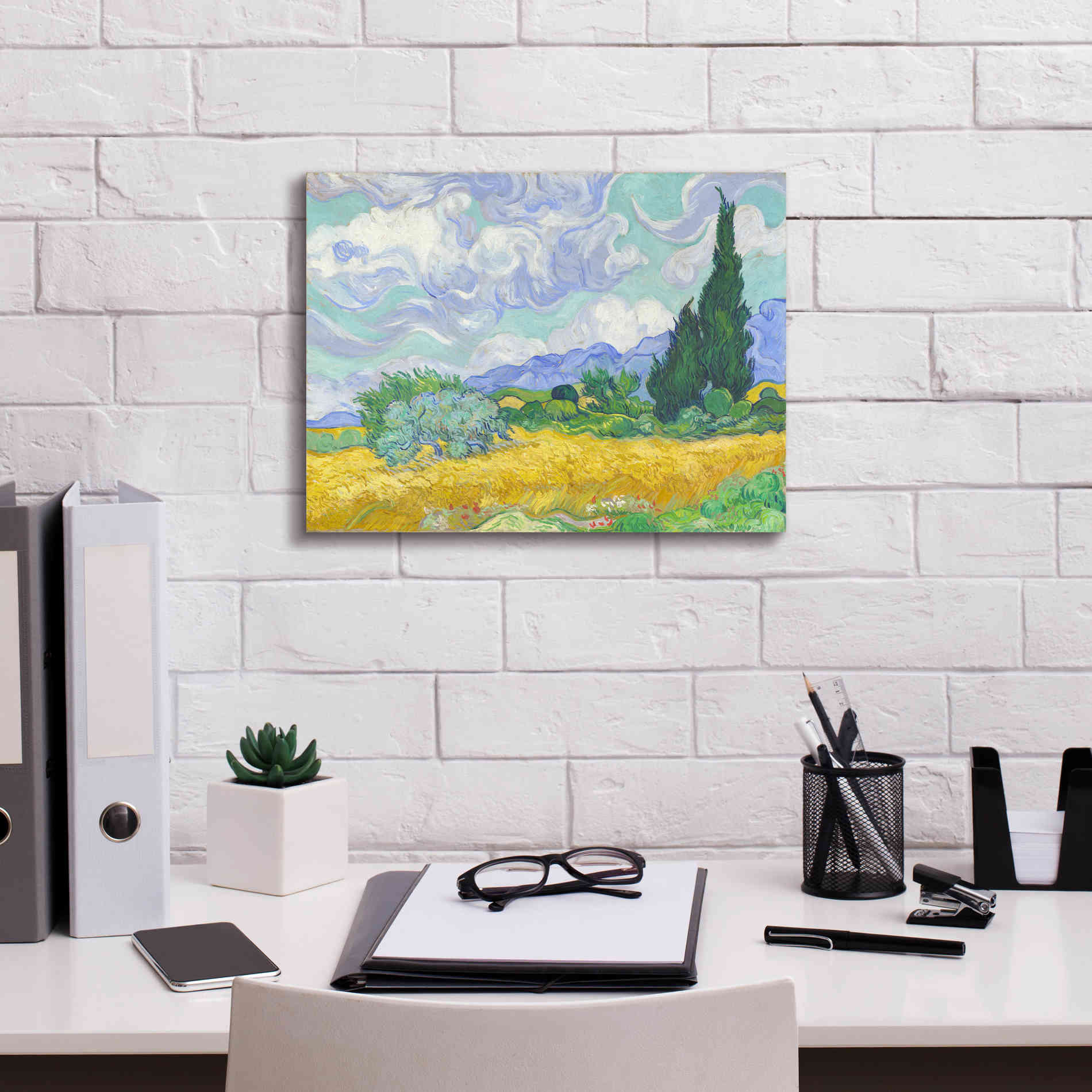 'Wheat Field with Cypresses' by Vincent van Gogh, Canvas Wall Art,16 x 12