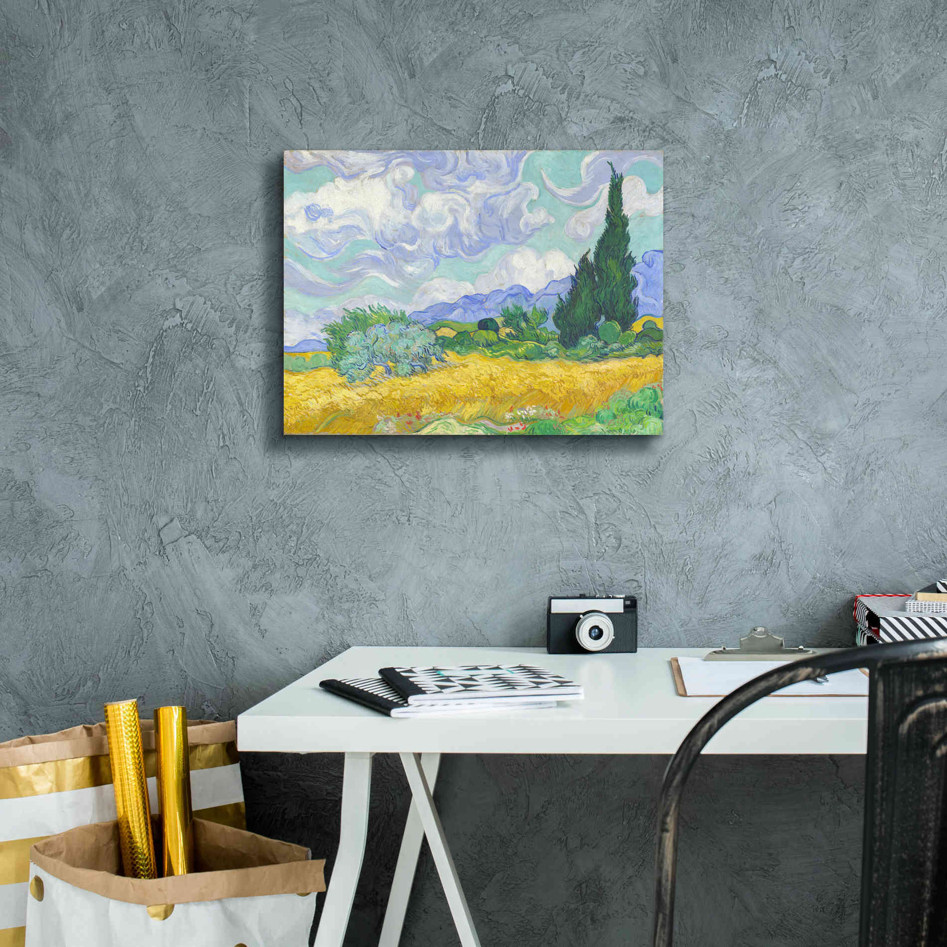 'Wheat Field with Cypresses' by Vincent van Gogh, Canvas Wall Art,16 x 12