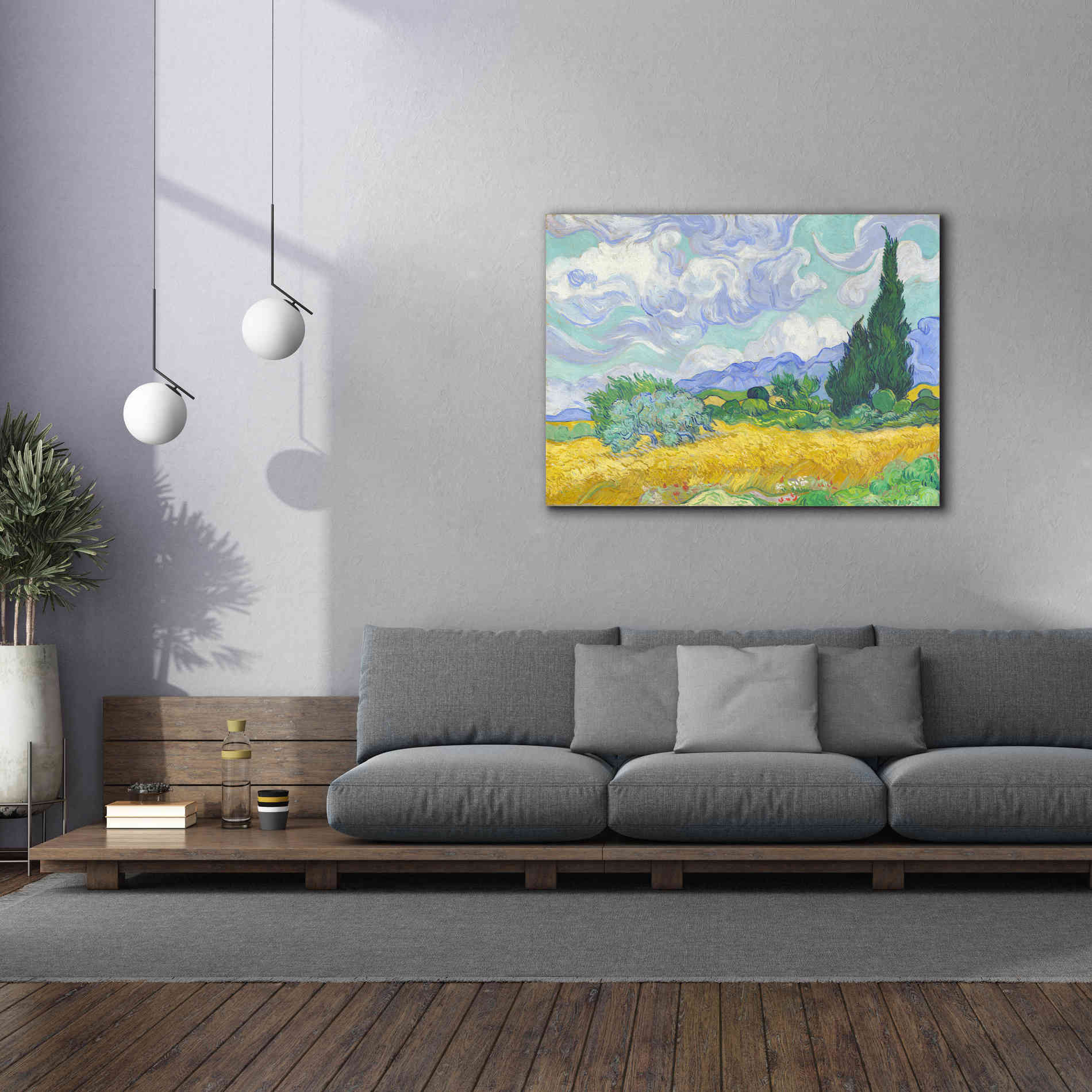 'Wheat Field with Cypresses' by Vincent van Gogh, Canvas Wall Art,54 x 40