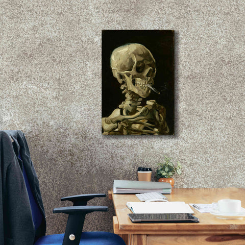 Image of 'Head of a Skeleton with a Burning Cigarette' by Vincent van Gogh, Canvas Wall Art,18 x 26