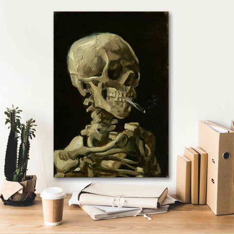 Image of 'Head of a Skeleton with a Burning Cigarette' by Vincent van Gogh, Canvas Wall Art,18 x 26