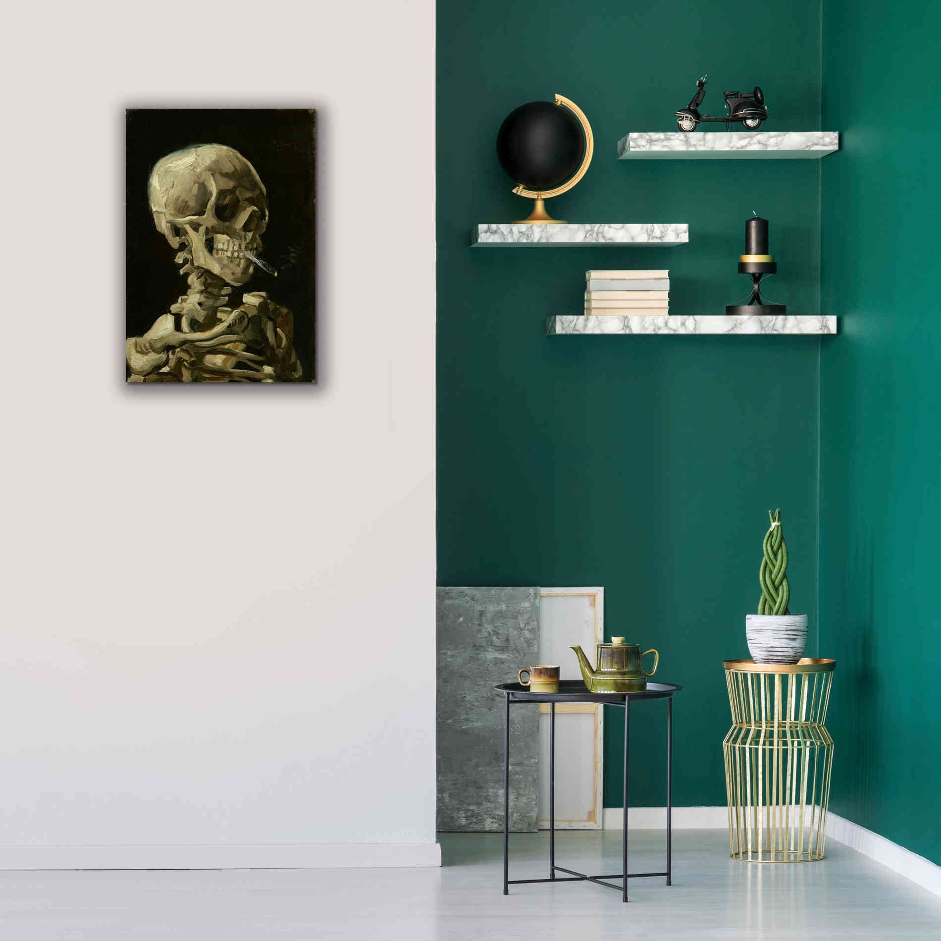 'Head of a Skeleton with a Burning Cigarette' by Vincent van Gogh, Canvas Wall Art,18 x 26