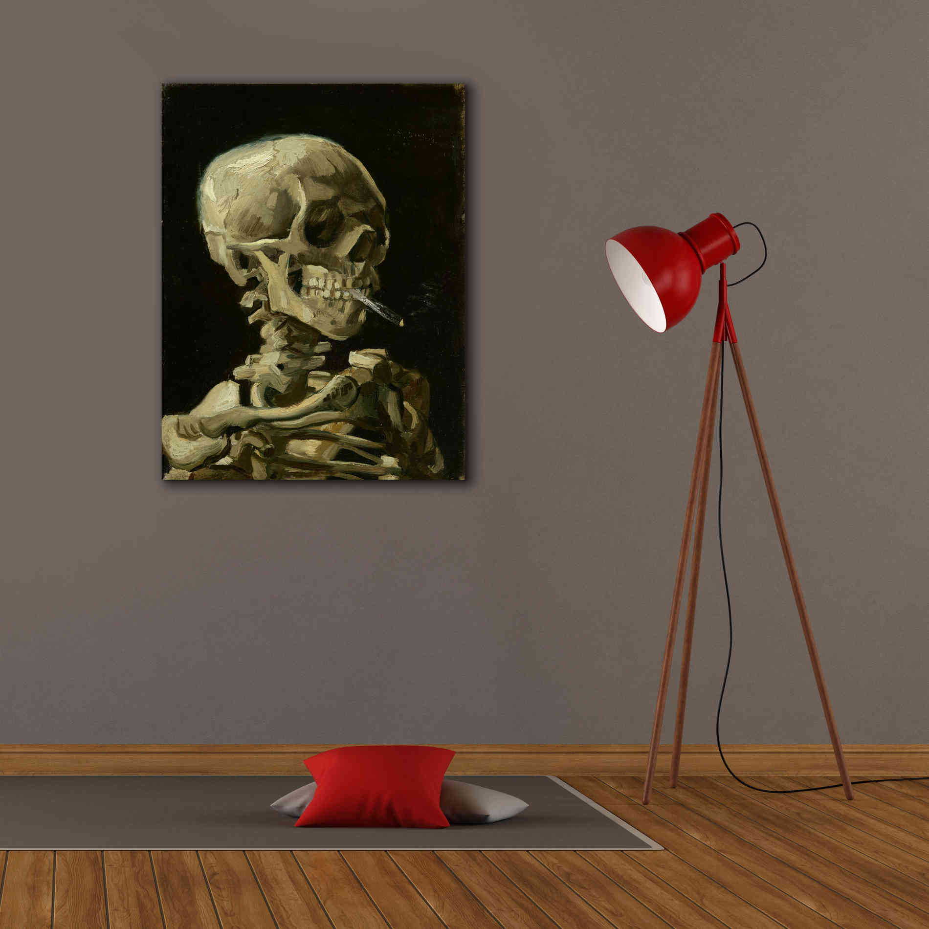 'Head of a Skeleton with a Burning Cigarette' by Vincent van Gogh, Canvas Wall Art,26 x 34